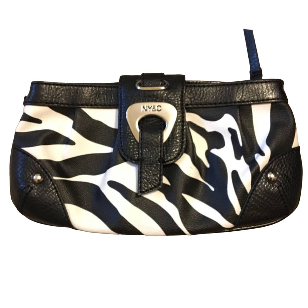 New York & Company Black & White Zebra Clutch